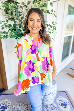 Out for the Day Floral Boxy Top