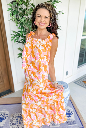Michelle McDowell Sadie Skirt in Spring Blooms Orange