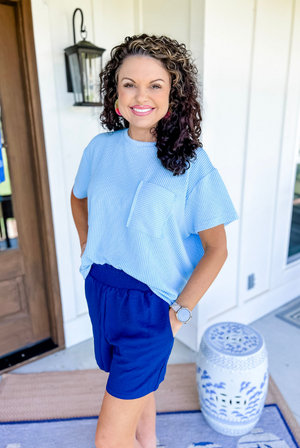 Day By Day Textured Tee in Spring Blue