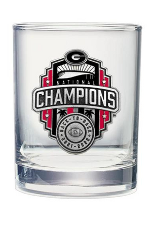 2022 Georgia Football Championship Back to Back Logo Double Old Fashioned Glass