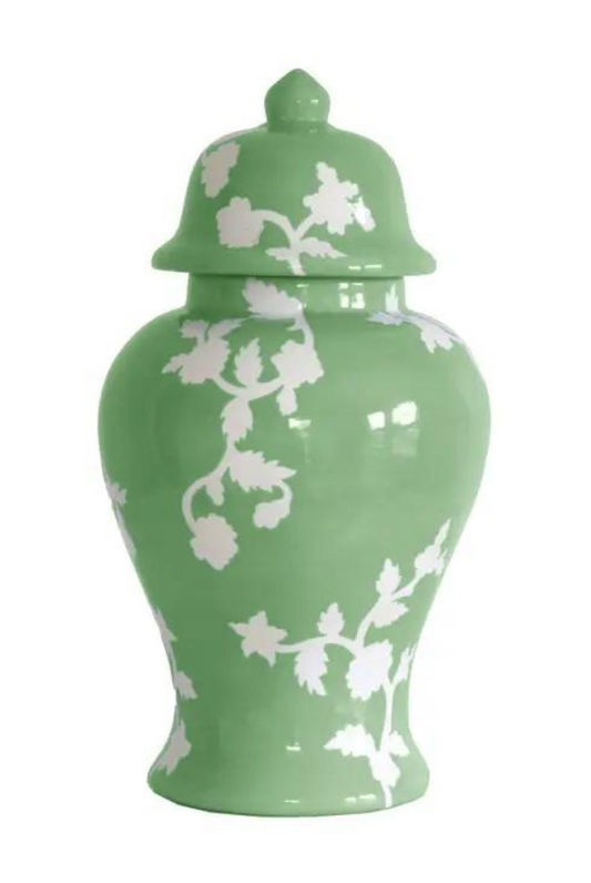 Large Chinoiserie Dreams Ginger Jar in Cabbage Patch Green