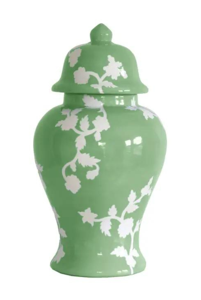 Medium Chinoiserie Dreams Ginger Jar in Cabbage Patch Green