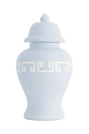 Small Hydrangea Blue Greek Key Ginger Jars