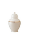Small Beige Color Block Ginger Jar with Gold Accent