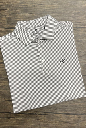 Hunt to Harvest Performance Polo in Charcoal and White