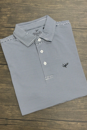 Hunt to Harvest Performance Polo in Midnight Blue and White