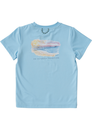 Prodoh Pro Performance Fishing Tee in Sky Blue with Pier Art