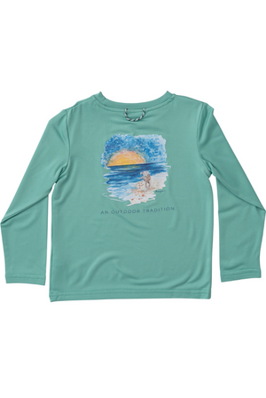 Prodoh Pro Performance Long Sleeve Tee in Green Spruce with Sunset Art
