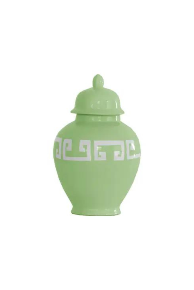 Large Cabbage Patch Green Greek Key Ginger Jars