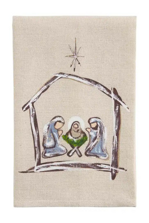 Painted Nativity Scene Hand Towel