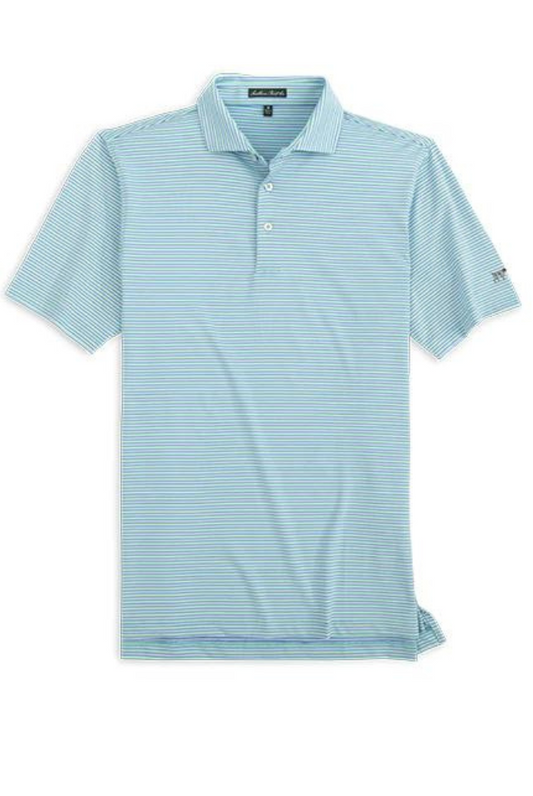 Youth Gulf Stream Stripe Polo in Sea Green/Washed Blue