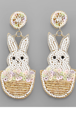 Bunny in Basket Drop Earrings