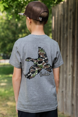 Burlebo Youth Camo Flying Duck in Dark Heather Grey