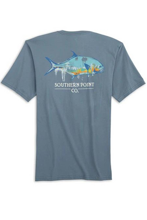 Youth Watercolor Permit Tee in Blue Jean