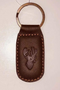 Deer Leather Embossed Keychain in Dark Brown