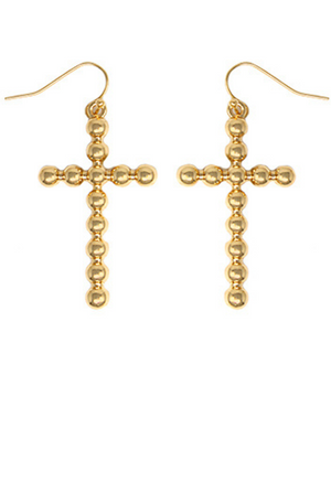 Gold Cross Drop Earrings