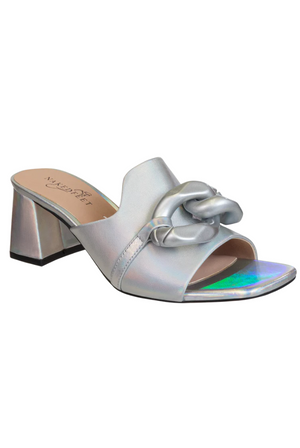 Naked Feet Coterie Heeled Sandals in Silver