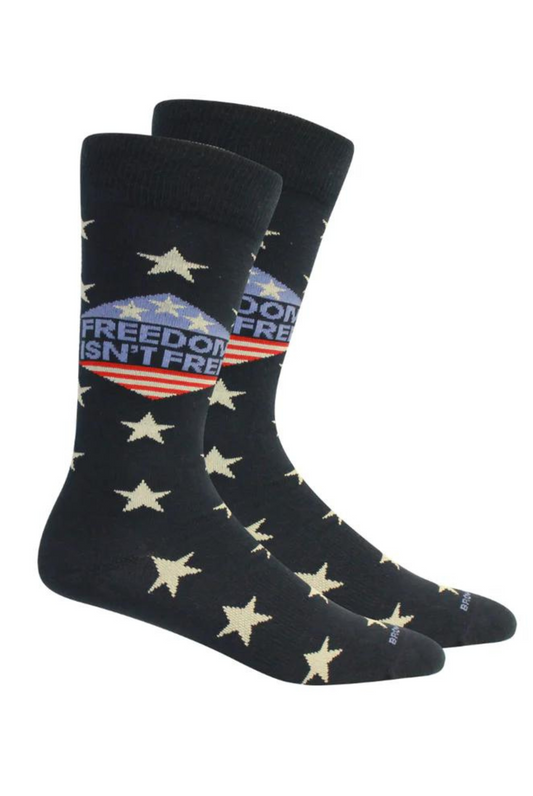 Brown Dog Freedom Isn't Free Socks in Navy