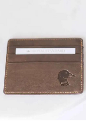 Duck Leather Embossed Slim Wallet in Dark Brown