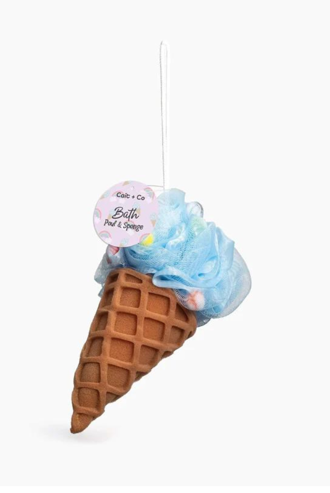 Forever Young Bath Pouf & Sponge Ice Cream in Blue
