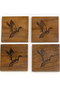 Duck Etched Wood Coasters Set of 4 in Natural Wood