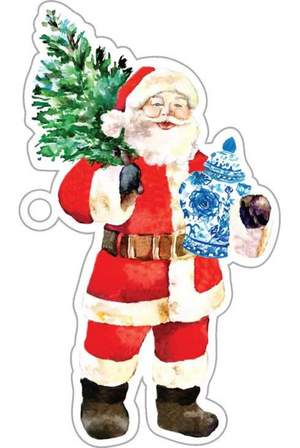 Santa with Ginger Jar Christmas Die-cut Gift Tags