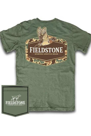Fieldstone Camo Wood Duck T-Shirt in Moss
