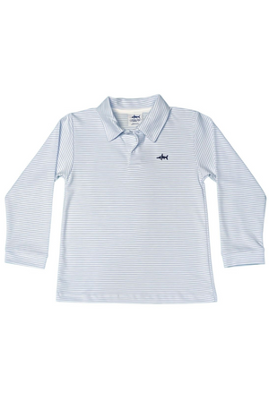 Saltwater Boys Signature Long Sleeve Polo in Blue Stripe