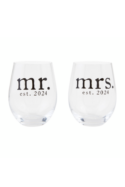 Mr & Mrs Wine Glass Set