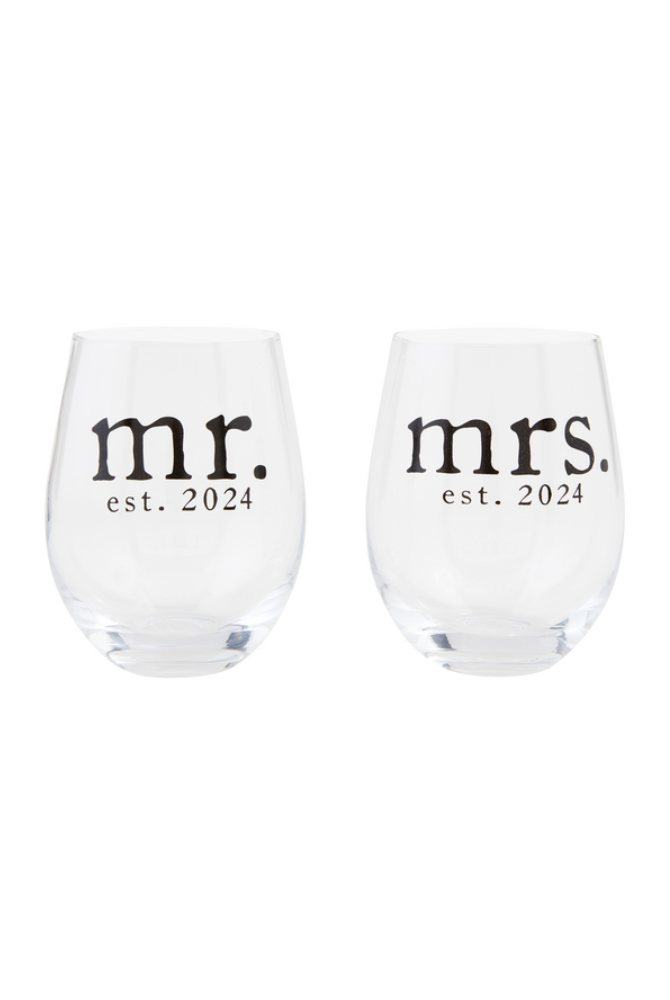 Mr & Mrs Wine Glass Set