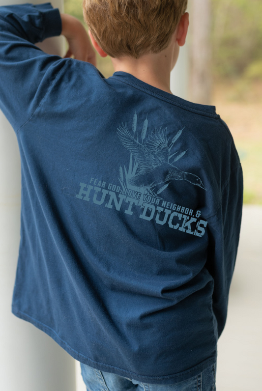 Youth Fear God, Love your Neighbor, & Hunt Ducks Long Sleeve Tee