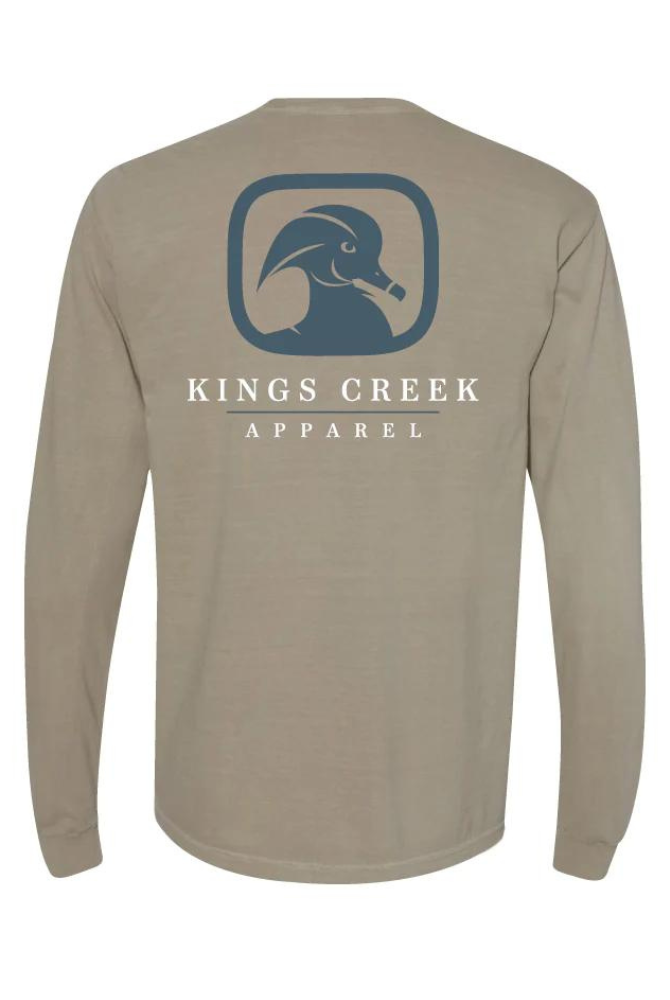 Kings Creek Long Sleeve Logo Tee in Khaki
