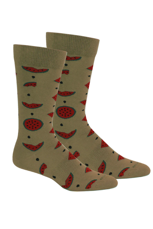 Brown Dog Watermelon Socks in Khaki