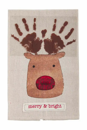 Reindeer Christmas Handprint Towel