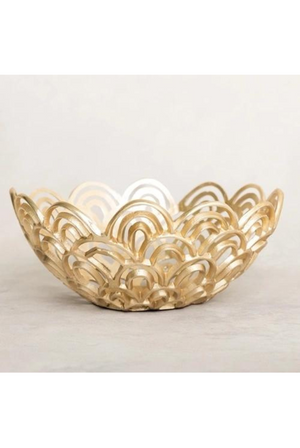 Mary Square Scalloped Gold Bowl