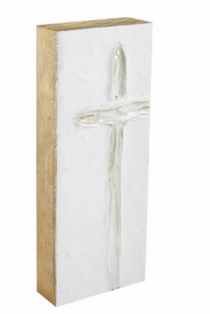 Tall Silver Cross Decorative Block