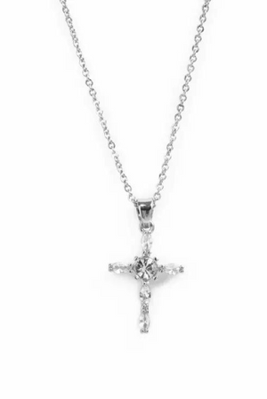 Silver Large Dangle Cross Necklace