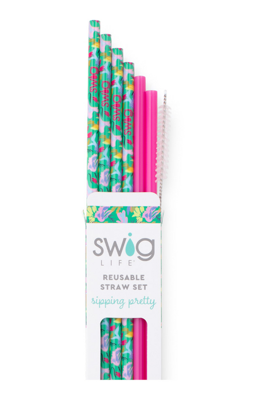 Paradise + Green Reusable Straw Set