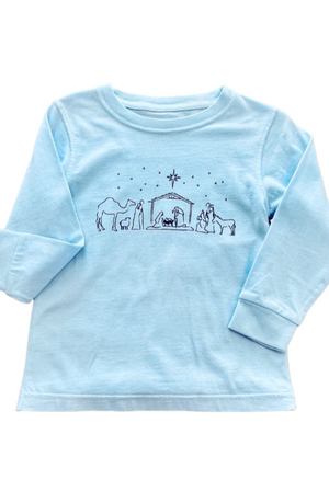 Mustard and Ketchup Nativity Tee in Light Blue