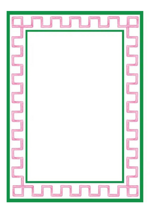 5x7 Pink + Green Greek Key Border Notepad