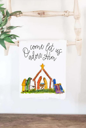 Nativity Cotton Christmas Tea Towel