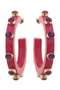 Renee Resin and Rhinestone Hoop Earrings in Fuchsia