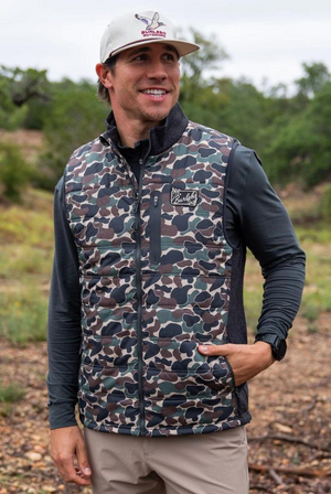 Burlebo Puffer Vest in Throwback Camo