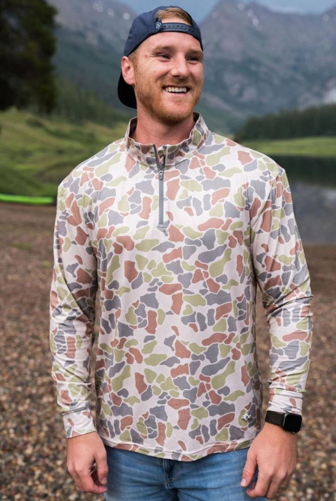 Burlebo Performance Quarter Zip in Driftwood Camo