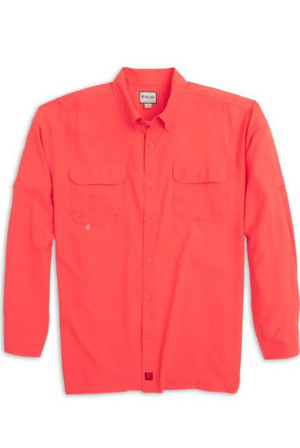 Heybo Beaufort Long Sleeve Fishing Shirt in Coral