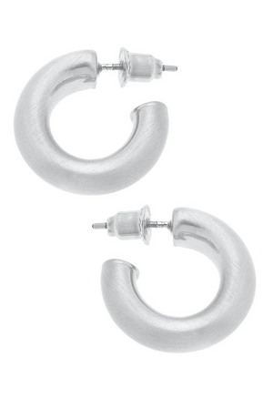 Coraline Hoop Earrings in Satin Silver