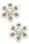 Eloise Pearl & Rhinestone Flower Shell Stud Earrings in Ivory