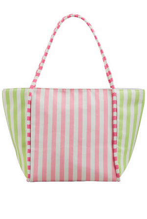 Striped Cooler Tote in Pink