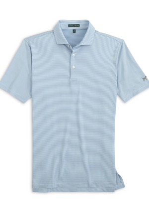 Southern Point Hinton Stripe Polo in White/Dusty Blue