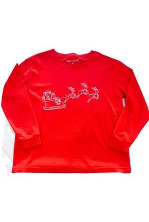 Mustard and Ketchup Red Flying Santa Sleigh Tee
